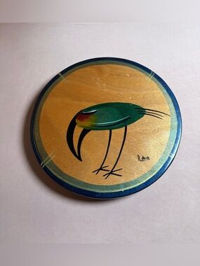 Reut Shahar KAKADU Israeli Art Hand Painted Feefa Bird Lazy Susan Rotating Tray